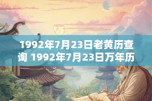 1992年7月23日老黄历查询 1992年7月23日万年历黄道吉日 1992年7月23日老黄历查询 1992年7月23日万年历黄道吉日
