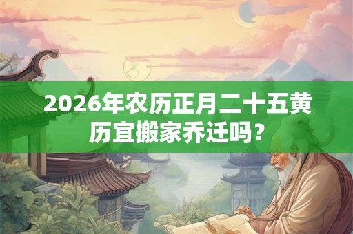 2026年农历正月二十五黄历宜搬家乔迁吗？