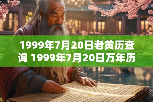 1999年7月20日老黄历查询 1999年7月20日万年历黄道吉日