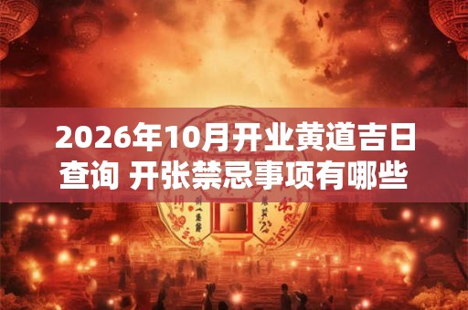 2026年10月开业黄道吉日查询 开张禁忌事项有哪些 2026年10月开业黄道吉日查询 开张禁忌事项有哪些