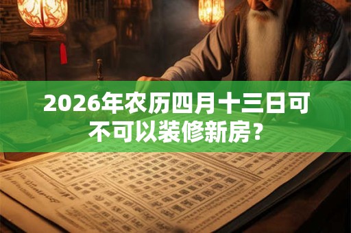 2026年农历四月十三日可不可以装修新房? 2026年农历四月十三日可不可以装修新房?