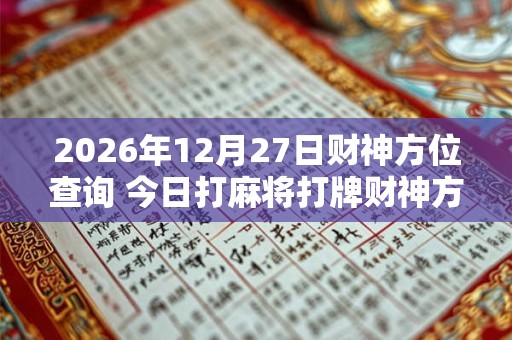 2026年12月27日财神方位查询 今日打麻将打牌财神方位! 2026年12月27日财神方位查询 今日打麻将打牌财神方位!