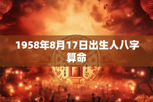 1958年8月17日出生人八字算命 1958年8月17日出生人八字算命