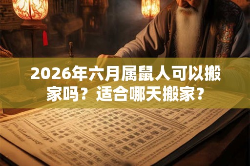 2026年六月属鼠人可以搬家吗?适合哪天搬家? 2026年六月属鼠人可以搬家吗?适合哪天搬家?
