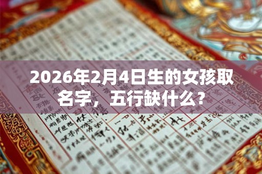 2026年2月4日生的女孩取名字,五行缺什么? 2026年2月4日生的女孩取名字,五行缺什么?