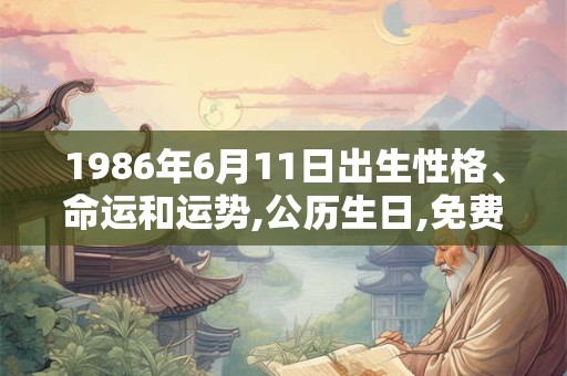 1986年6月11日出生性格、命运和运势,公历生日,免费算命 1986年6月11日出生性格、命运和运势,公历生日,免费算命