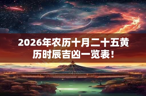 2026年农历十月二十五黄历时辰吉凶一览表! 2026年农历十月二十五黄历时辰吉凶一览表!