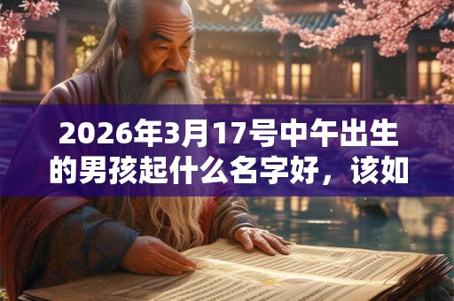 2026年3月17号中午出生的男孩起什么名字好，该如何取名？