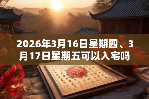 2026年3月16日星期四、3月17日星期五可以入宅吗
