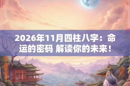 2026年11月四柱八字：命运的密码 解读你的未来！