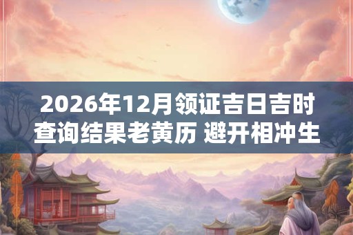 2026年12月领证吉日吉时查询结果老黄历 避开相冲生肖