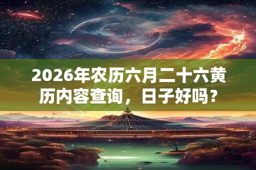 2026年农历六月二十六黄历内容查询,日子好吗? 2026年农历六月二十六黄历内容查询,日子好吗?