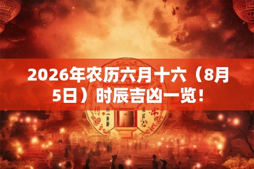 2026年农历六月十六(8月5日)时辰吉凶一览! 2026年农历六月十六(8月5日)时辰吉凶一览!