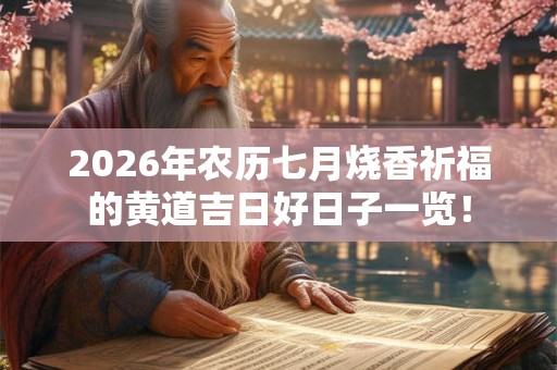 2026年农历七月烧香祈福的黄道吉日好日子一览! 2026年农历七月烧香祈福的黄道吉日好日子一览!