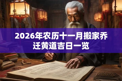 2026年农历十一月搬家乔迁黄道吉日一览