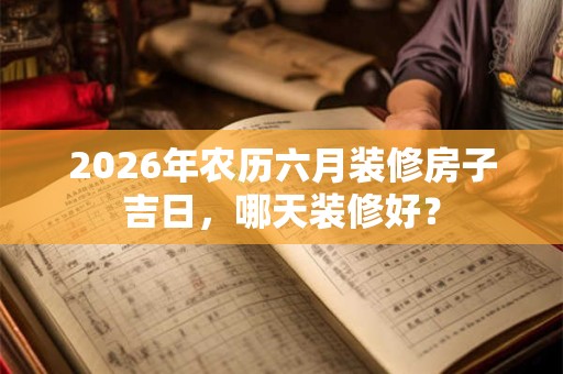 2026年农历六月装修房子吉日,哪天装修好? 2026年农历六月装修房子吉日,哪天装修好?