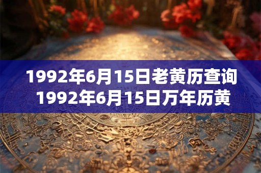 1992年6月15日老黄历查询 1992年6月15日万年历黄道吉日