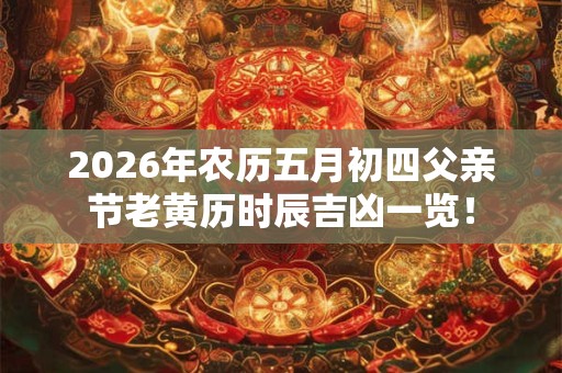 2026年农历五月初四父亲节老黄历时辰吉凶一览！