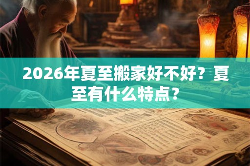 2026年夏至搬家好不好？夏至有什么特点？