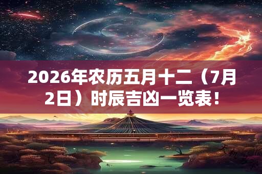 2026年农历五月十二（7月2日）时辰吉凶一览表！