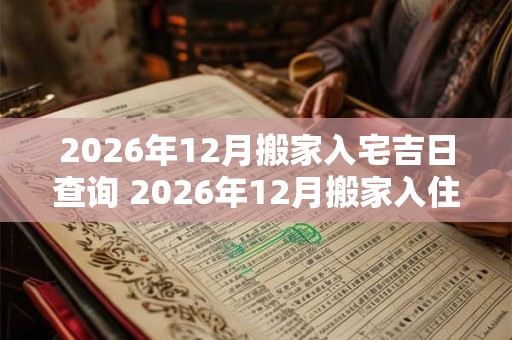 2026年12月搬家入宅吉日查询 2026年12月搬家入住新房的吉日吉时