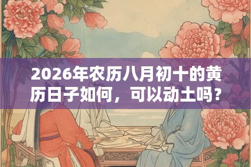 2026年农历八月初十的黄历日子如何,可以动土吗? 2026年农历八月初十的黄历日子如何,可以动土吗?