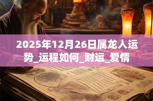 2025年12月26日属龙人运势_运程如何_财运_爱情 2025年12月26日属龙人运势_运程如何_财运_爱情