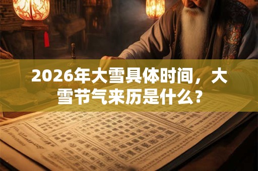 2026年大雪具体时间,大雪节气来历是什么? 2026年大雪具体时间,大雪节气来历是什么?
