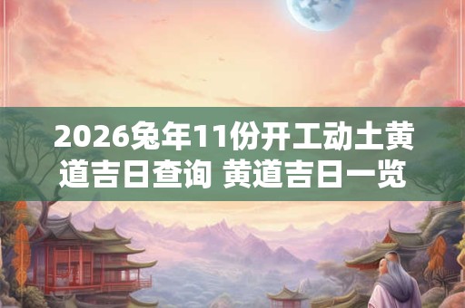 2026兔年11份开工动土黄道吉日查询 黄道吉日一览表 2026兔年11份开工动土黄道吉日查询 黄道吉日一览表