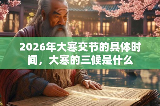 2026年大寒交节的具体时间，大寒的三候是什么