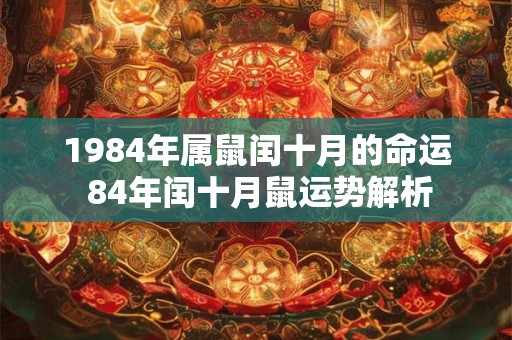 1984年属鼠闰十月的命运 84年闰十月鼠运势解析 1984年属鼠闰十月的命运 84年闰十月鼠运势解析