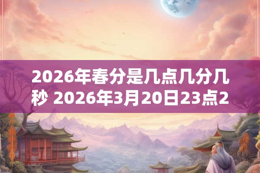 2026年春分是几点几分几秒 2026年3月20日23点29分