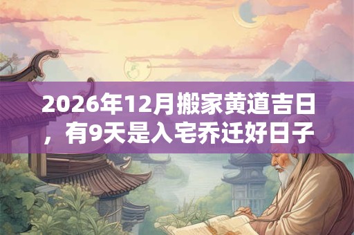 2026年12月搬家黄道吉日,有9天是入宅乔迁好日子 2026年12月搬家黄道吉日,有9天是入宅乔迁好日子
