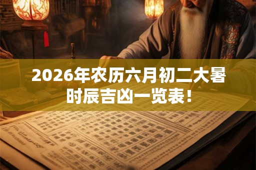 2026年农历六月初二大暑时辰吉凶一览表! 2026年农历六月初二大暑时辰吉凶一览表!