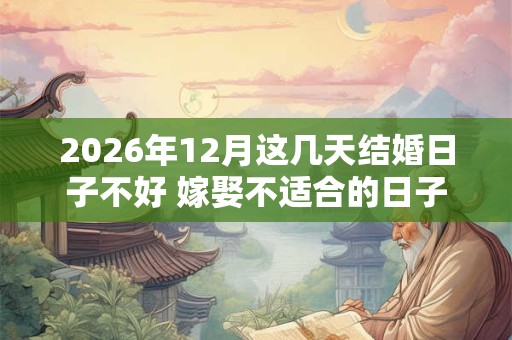 2026年12月这几天结婚日子不好 嫁娶不适合的日子 2026年12月这几天结婚日子不好 嫁娶不适合的日子
