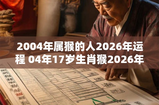 2004年属猴的人2026年运程 04年17岁生肖猴2026年运势 2004年属猴的人2026年运程 04年17岁生肖猴2026年运势