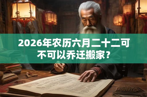 2026年农历六月二十二可不可以乔迁搬家? 2026年农历六月二十二可不可以乔迁搬家?