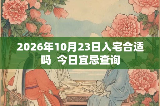 2026年10月23日入宅合适吗 今日宜忌查询 2026年10月23日入宅合适吗 今日宜忌查询