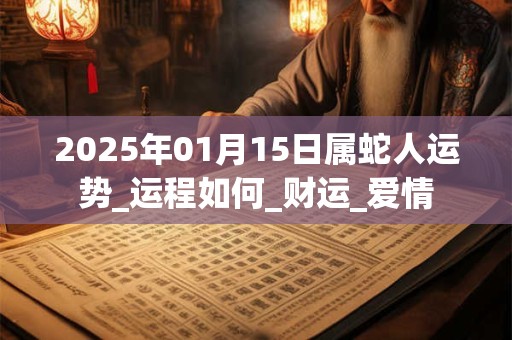 2025年01月15日属蛇人运势_运程如何_财运_爱情 2025年01月15日属蛇人运势_运程如何_财运_爱情