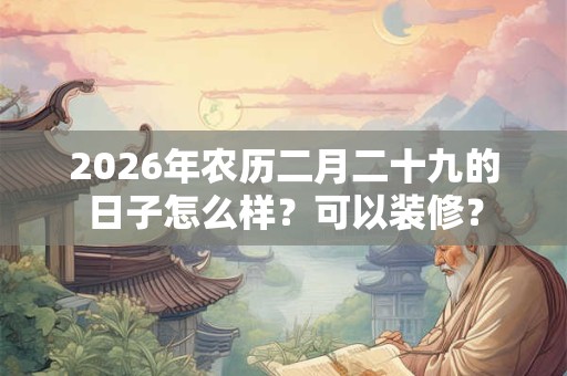 2026年农历二月二十九的日子怎么样?可以装修? 2026年农历二月二十九的日子怎么样?可以装修?