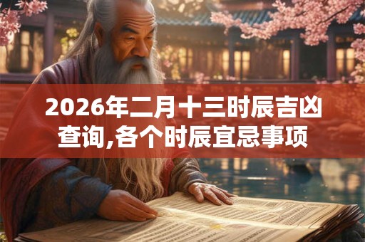 2026年二月十三时辰吉凶查询,各个时辰宜忌事项 2026年二月十三时辰吉凶查询,各个时辰宜忌事项