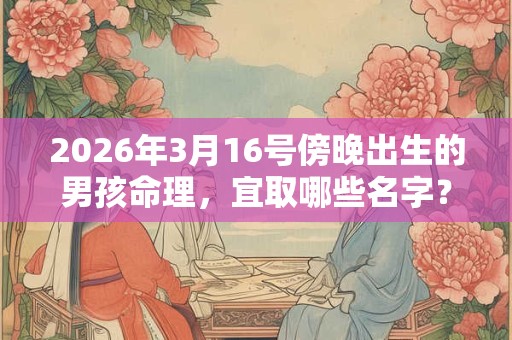 2026年3月16号傍晚出生的男孩命理,宜取哪些名字? 2026年3月16号傍晚出生的男孩命理,宜取哪些名字?