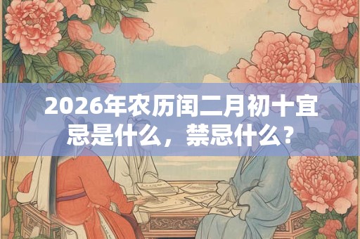 2026年农历闰二月初十宜忌是什么,禁忌什么? 2026年农历闰二月初十宜忌是什么,禁忌什么?