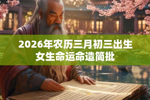 2026年农历三月初三出生女生命运命造简批