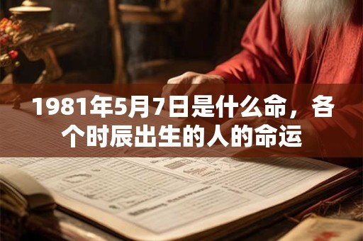 1981年5月7日是什么命，各个时辰出生的人的命运