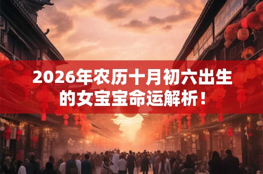 2026年农历十月初六出生的女宝宝命运解析！