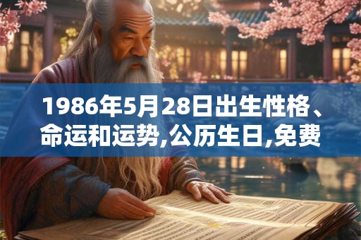 1986年5月28日出生性格、命运和运势,公历生日,免费算命