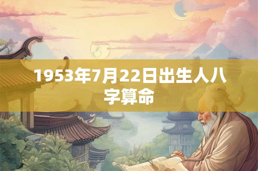 1953年7月22日出生人八字算命 1953年7月22日出生人八字算命