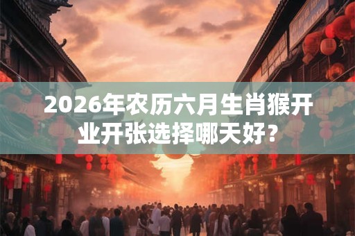 2026年农历六月生肖猴开业开张选择哪天好? 2026年农历六月生肖猴开业开张选择哪天好?