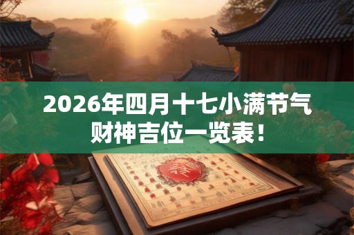 2026年四月十七小满节气财神吉位一览表！